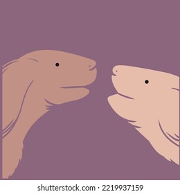 Dog couple cartoon background for promotion story on social media