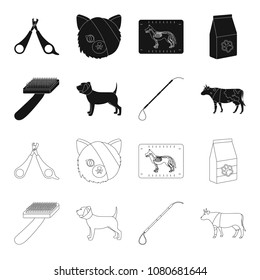 Dog, cow, cattle, pet .Vet Clinic set collection icons in black,outline style vector symbol stock illustration web.