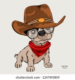 a dog in a cowboy hat. vector illustration