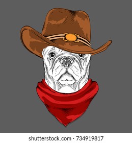 a dog in a cowboy hat. vector illustration