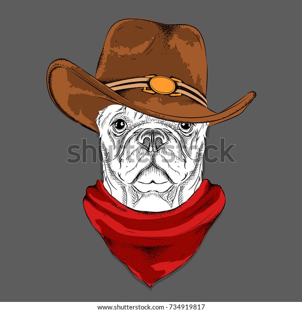 Dog Cowboy Hat Vector Illustration Stock Vector (Royalty Free