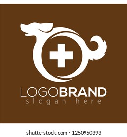 Dog with cross medical logo icon vector