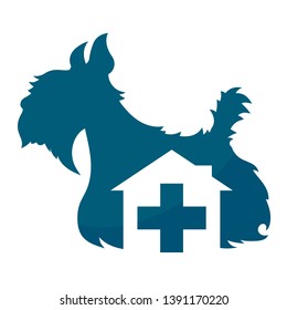 Dog and cross veterinary clinic symbol