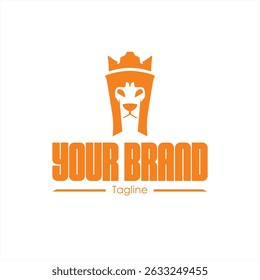 dog with crown on head, cool simple vector logo template