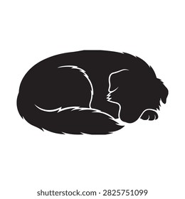 Dog curled up sleeping silhouette vector illustration