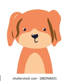 Dog cute animal baby face vector illustration. Hand drawn style nursery character. Scandinavian funny kid design.