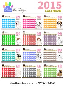 The Dog Cute In Calendar On Colorful Background
