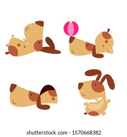 Dog Cute Cartoon Activity Set Vector Template Design Logo Illustration