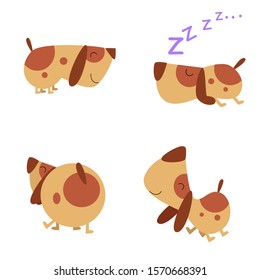 Dog Cute Cartoon Activity Set Vector Template Design Logo Illustration