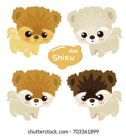 dog cute cartoon design, Shisu dog, shih tzu vector illustration.