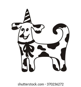 Dog cute cartoon happy birthday greeting card vector illustration