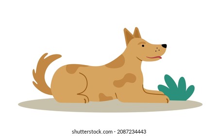 The dog is a cute cheerful pet. Editable vector illustration isolated on a white background
