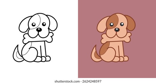 dog of cute , children's coloring book. Coloring book with cute cartoon cute pictures. Vector illustration with colored background.