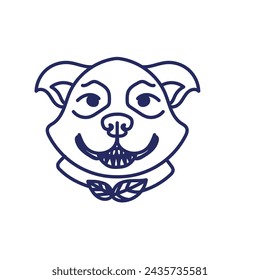 Dog cute face line drawing vector illustration.