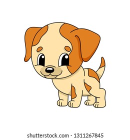Dog. Cute flat vector illustration in childish cartoon style. Funny character. Isolated on white background