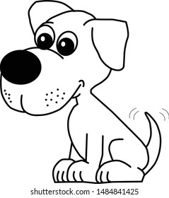 Dog. Cute dog in line drawing. 