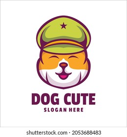 dog cute police logo vector