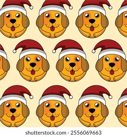 Dog cute with santa hat pattern background for wallpaper and etc, vector design template, perfect for christmas