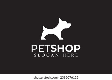 dog cute silhouette golden ratio modern logo design template