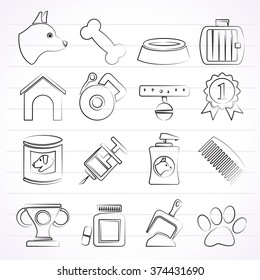 Dog and Cynology object icons - vector icon set
