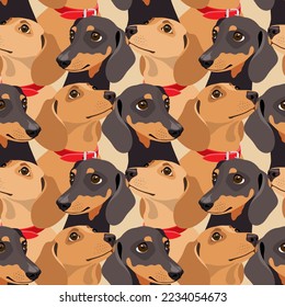 Dog Dachshund breed. Animal seamless pattern, background, print. Vector illustration svg
