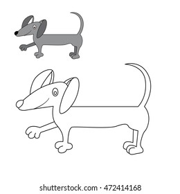 dog Dachshund coloring. vector illustration of cartoon.