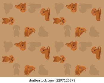 Dog Dachshund Long Haired Cute Cartoon Poses Seamless Wallpaper Background svg
