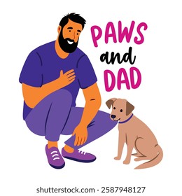 Dog dad with paws and dad text, flat sticker