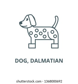 Dog, dalmatian line icon, vector. Dog, dalmatian outline sign, concept symbol, flat illustration