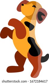 Dog dancing, illustration, vector on white background.