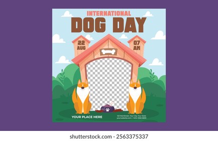 Dog Day Socials Media. Vector illustration. poster, banner, greeting card, flyer. Happy National Dog Day. sale. event, party.