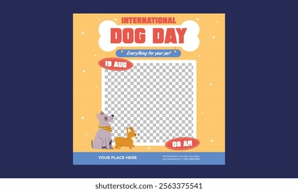 Dog Day Socials Media. Vector illustration. poster, banner, greeting card, flyer. Happy National Dog Day. sale. event, party.