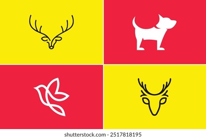 Dog and Deer Logo – Unique Animal Pair Design for Wildlife Brands