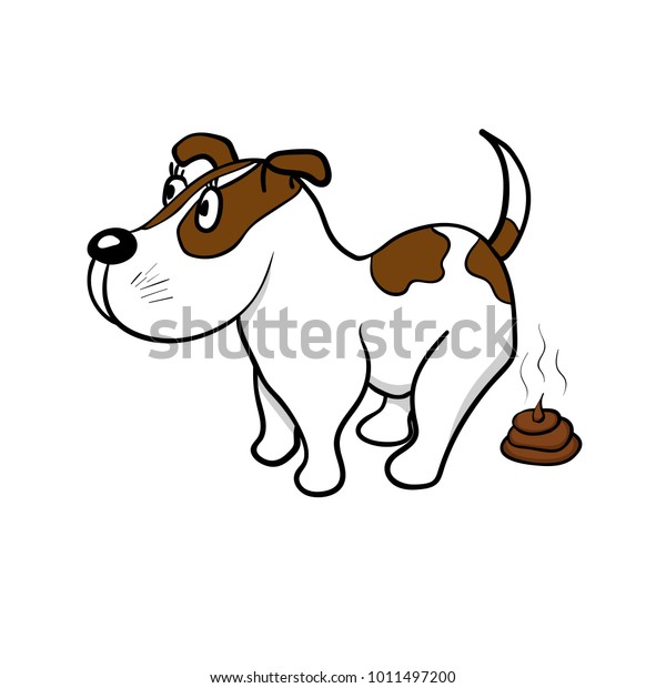 白い背景に犬が排便する ベクターイラスト のベクター画像素材 ロイヤリティフリー