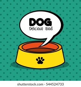 dog delicious food plate clean green dot background