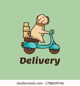 Dog Delivery. Simple Mascot Style. Vector Logo Illustration