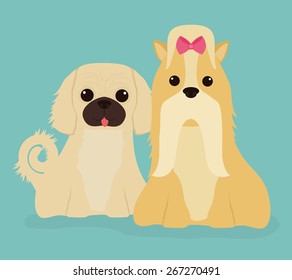 Dog design over blue background, vector illustration.