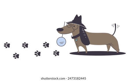 Dog detective investigator character concept. Vector design graphic illustration