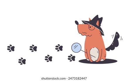 Dog detective investigator character concept. Vector design graphic illustration