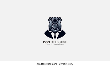 Dog detective vector logo design illustration icon