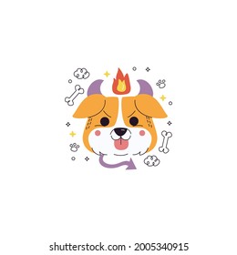 Dog Devil Emoticon Vector Illustration
