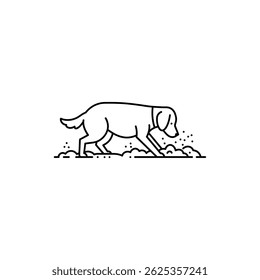 Cachorro cavando buraco com sujeira voando para trás - Comportamento de escavação animal de estimação