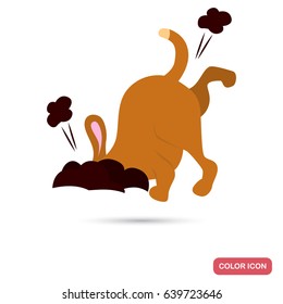 Dog digging soil color flat icon for web and mobile design