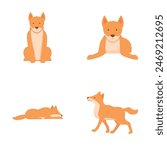 Dog dingo icons set cartoon vector. Australian wild dog dingo. Breed canine