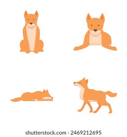 Dog dingo icons set cartoon vector. Australian wild dog dingo. Breed canine