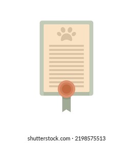 Dog diploma icon. Flat illustration of dog diploma vector icon isolated on white background