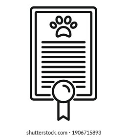 Dog diploma icon. Outline dog diploma vector icon for web design isolated on white background