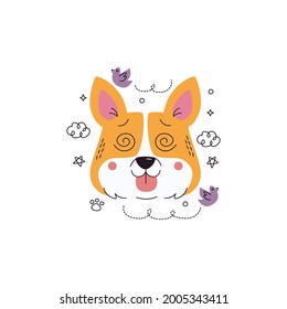 Dog Dizzy Emoticon Vector Illustration