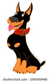 Dog Doberman Pinscher . Vector illustration. Funny Doberman.