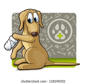 Dog at the doctor's. Cute illustration of first veterinary assistance dog.